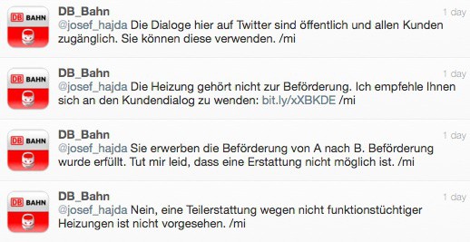 Twitter - Bahn - freundlicher Kundendialog geht anders